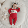 Polka Dot Christmas Tree Romper for babies in organic cotton