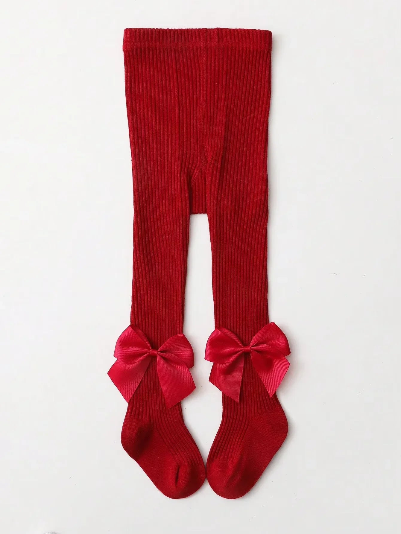 Organic cotton knit leggings with bowknot accent