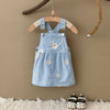 Blue Flower Embroidery Dress for babies made from organic cotton