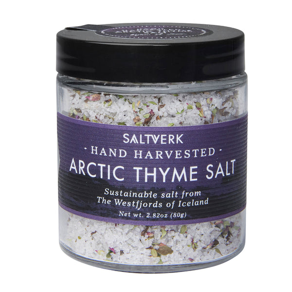 Arctic Thyme Salt - floral, herbaceous, Icelandic magic. Season lamb, game meat, veggies. Sustainable, handcrafted. Shop now & taste the wild!
