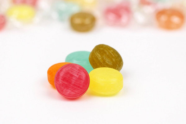 Colourful assorted sugar-free fruit hard candies by Andy Anand, stevia-sweetened and gluten-free