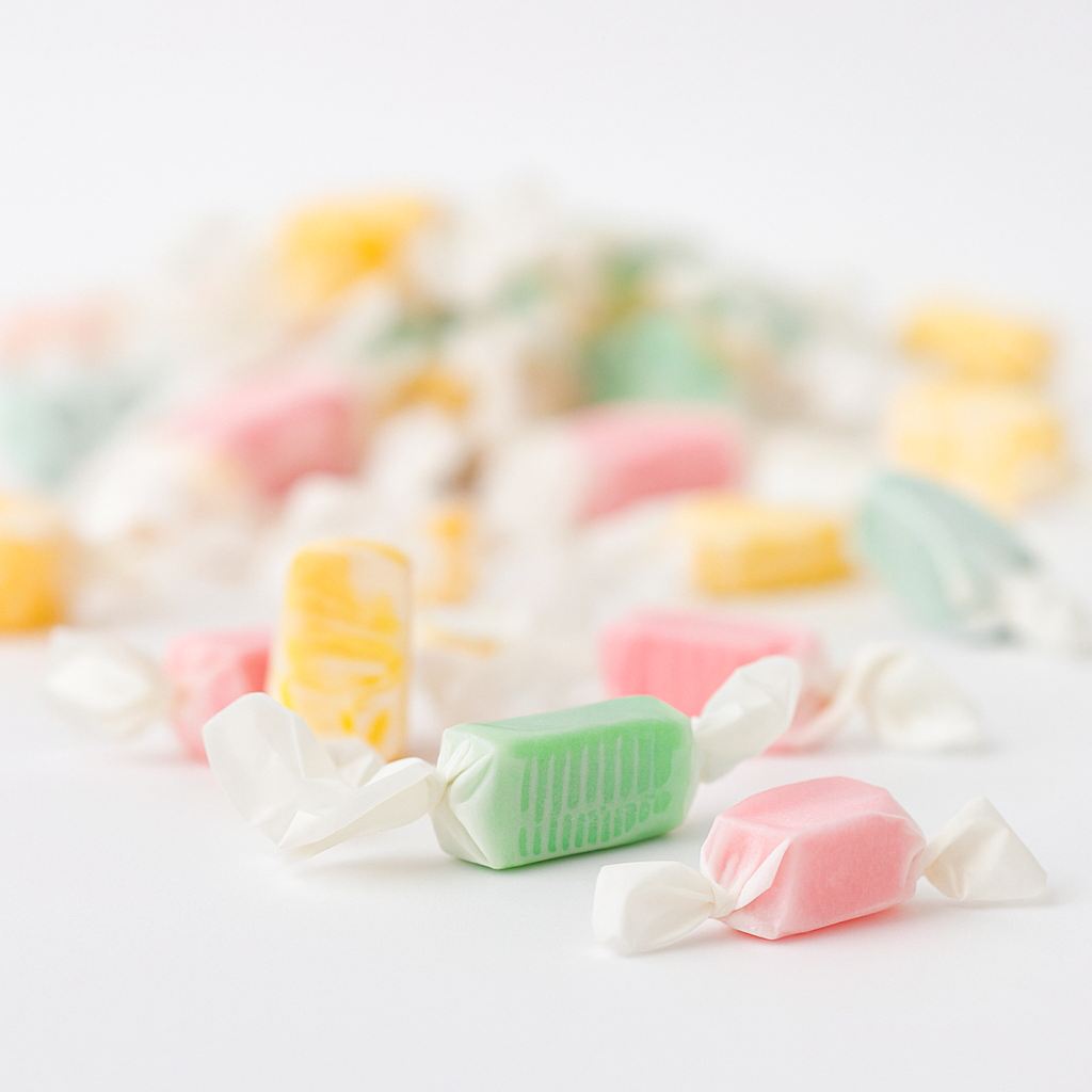 Sugar-Free European Fruit Taffy Toffees – Strawberry, Orange & Lemon | 35 pc, 7 oz