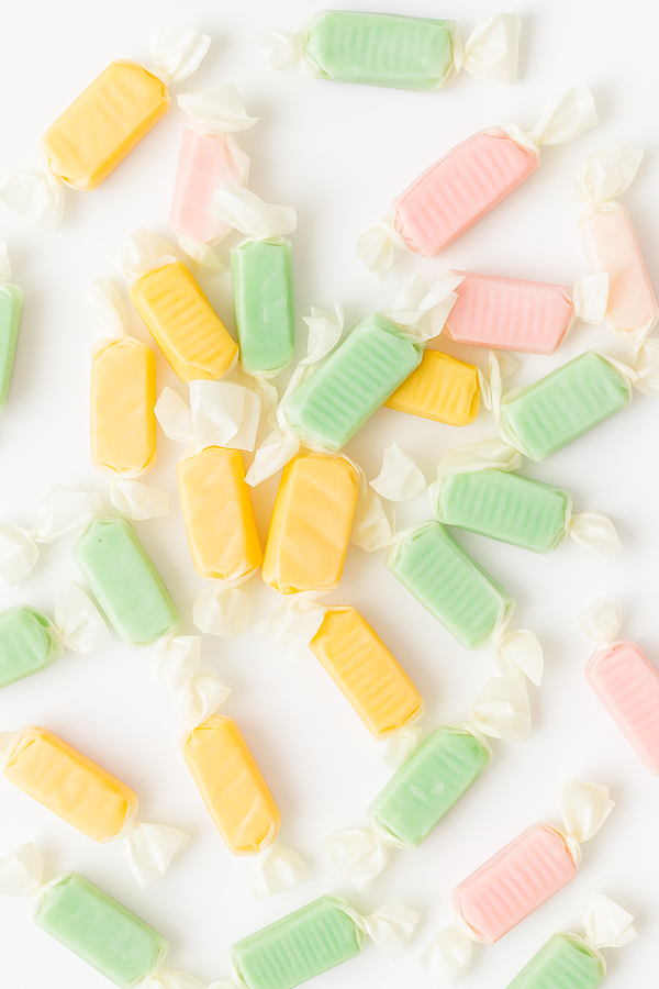 Sugar-Free European Fruit Taffy Toffees – Strawberry, Orange & Lemon | 35 pc, 7 oz