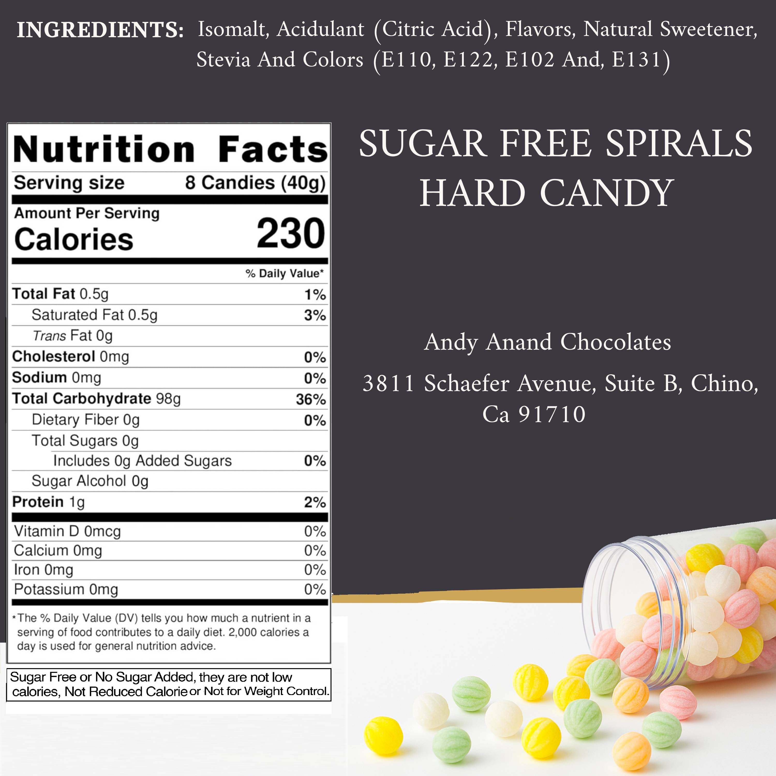 220 Sugar-Free Hard Candy Spirals – Stevia Sweetened