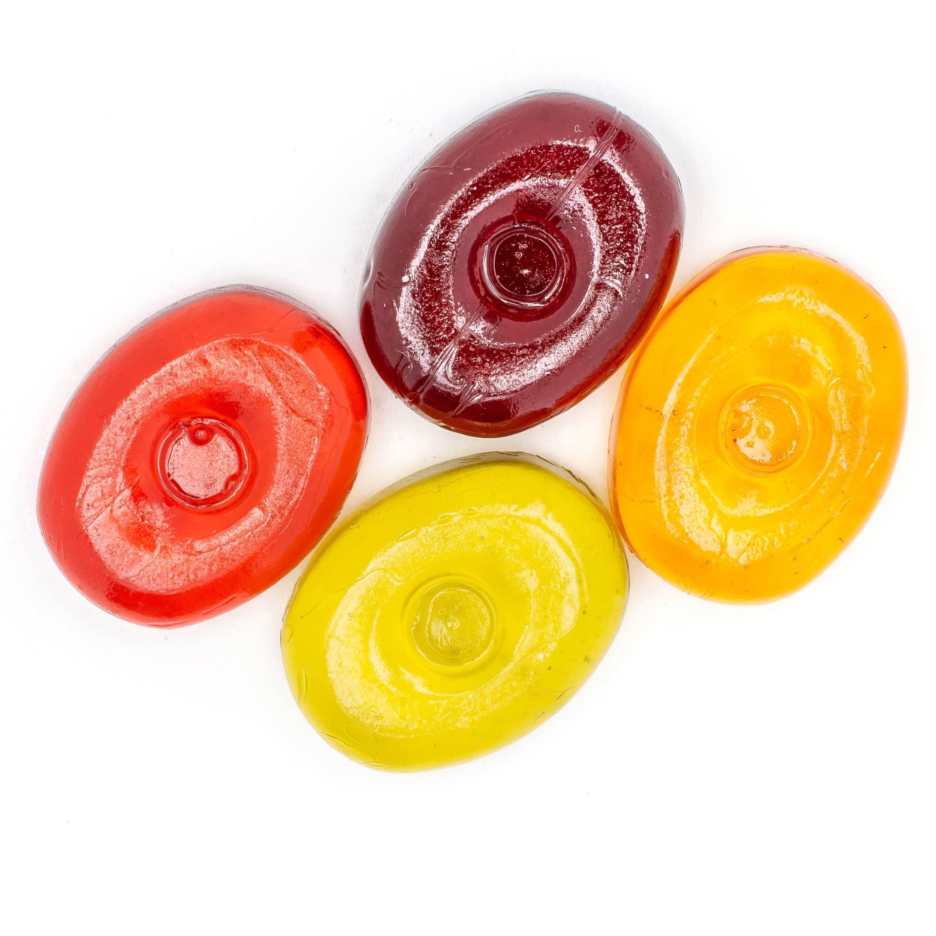 Nutritional label showing keto-friendly, gluten-free sugar-free candy with vitamin C