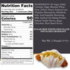 Nutrition facts label and ingredients list for a sugar-free white chocolate pistachio croissant with a croissant in the background.