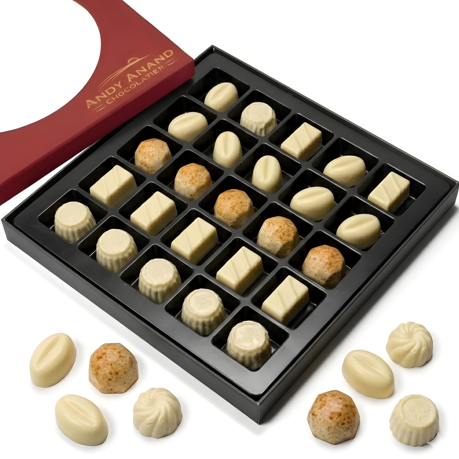 Andy Anand Sugar Free Belgian White Chocolate Truffles 25 piece gift box stevia sweetened