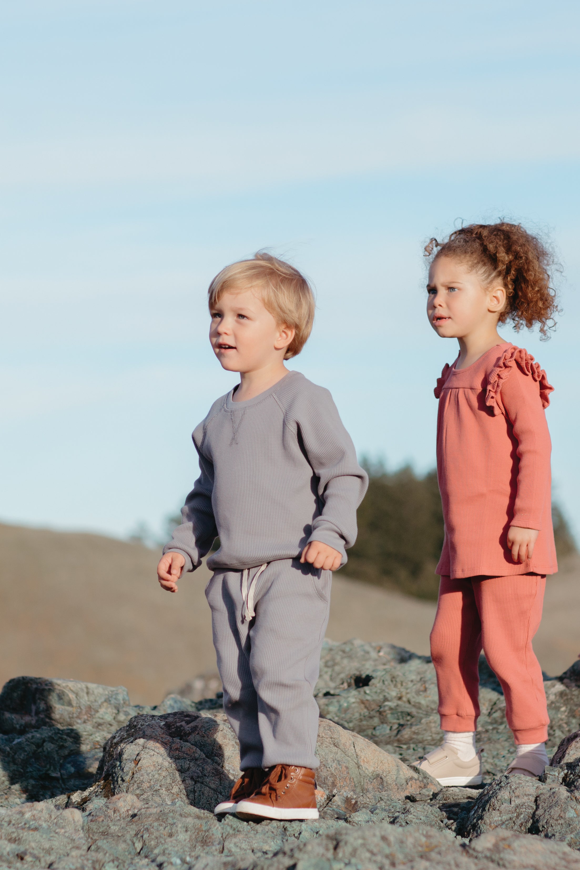 Waffle Long Sleeve Dress - Terra Cotta