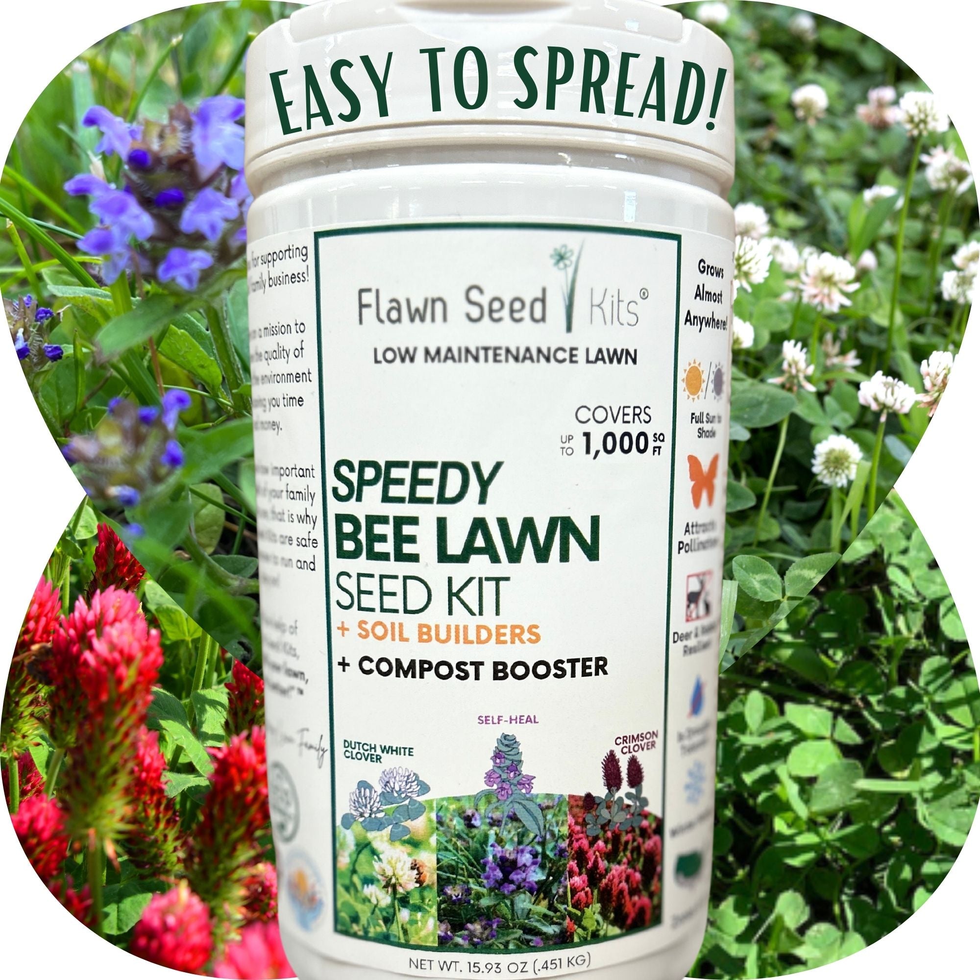 Speedy Bee Lawn Seed Kit: Quick Blooms for a Pollinator Paradise!