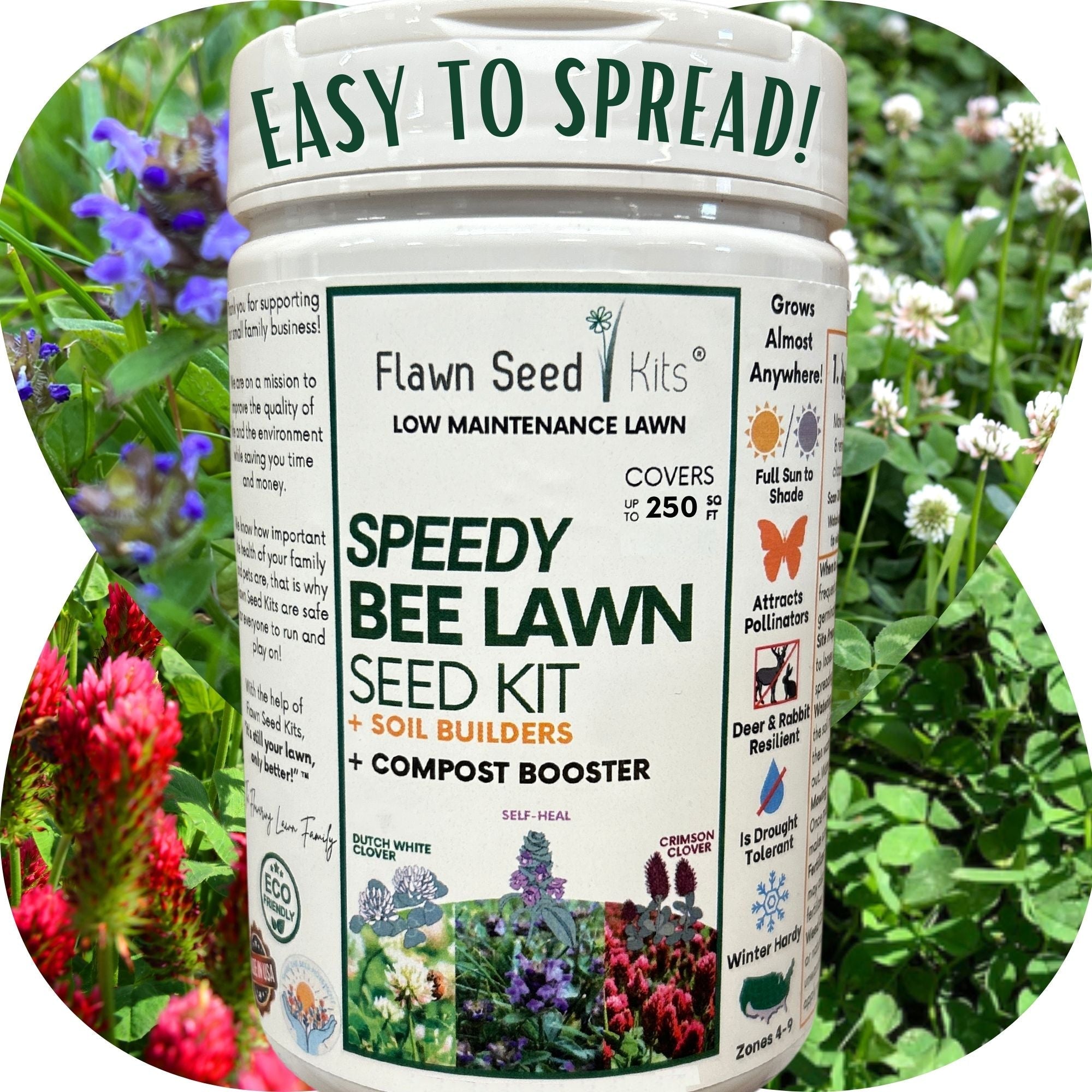 Speedy Bee Lawn Seed Kit: Quick Blooms for a Pollinator Paradise!