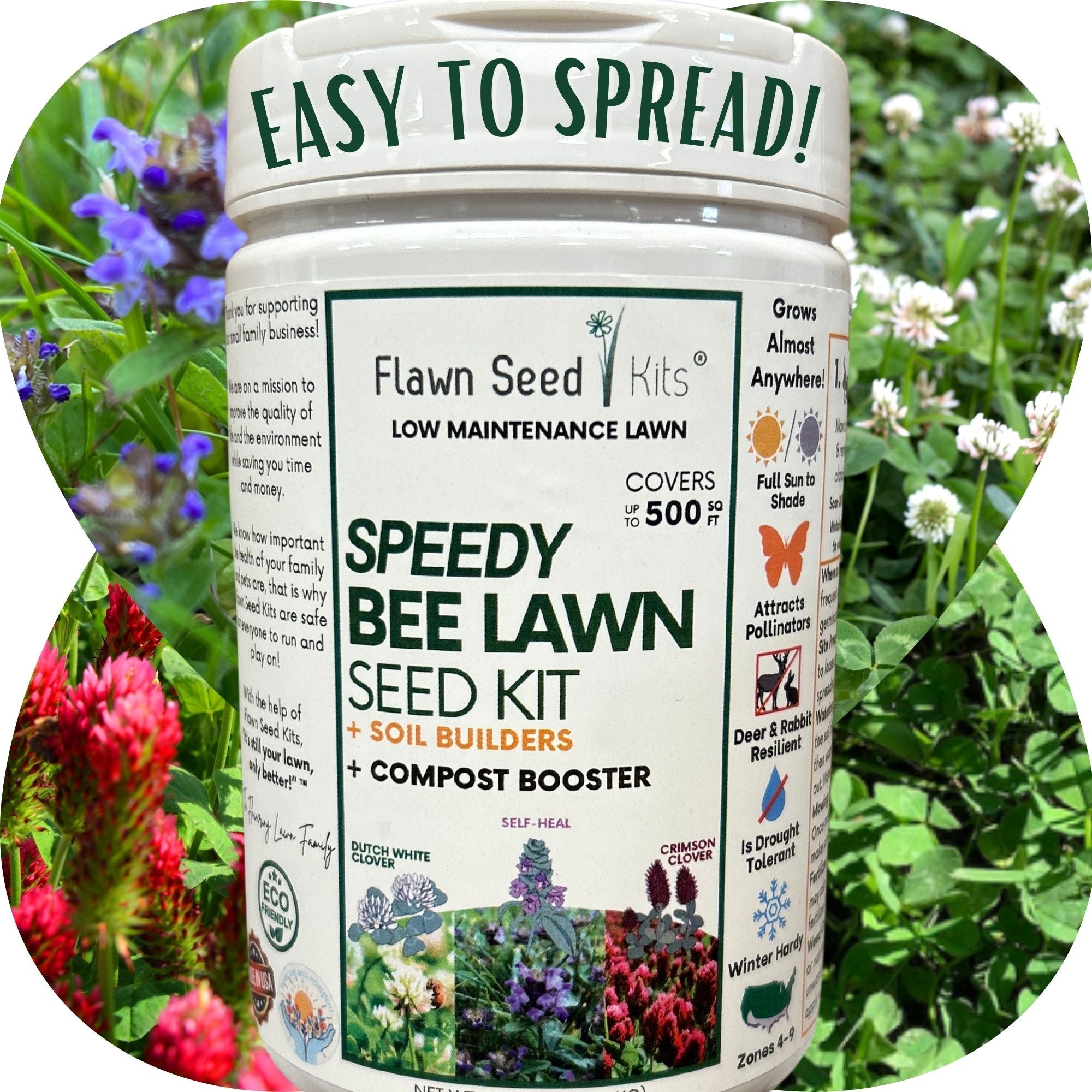 Speedy Bee Lawn Seed Kit: Quick Blooms for a Pollinator Paradise!