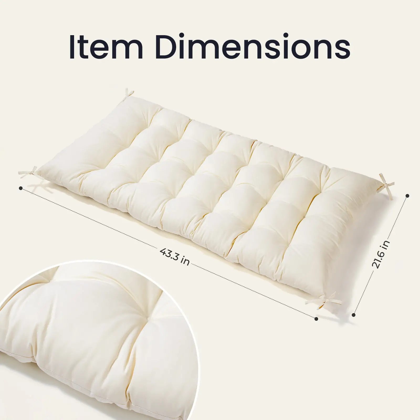 Measurement chart of a white mattress pad with dimensions labeled