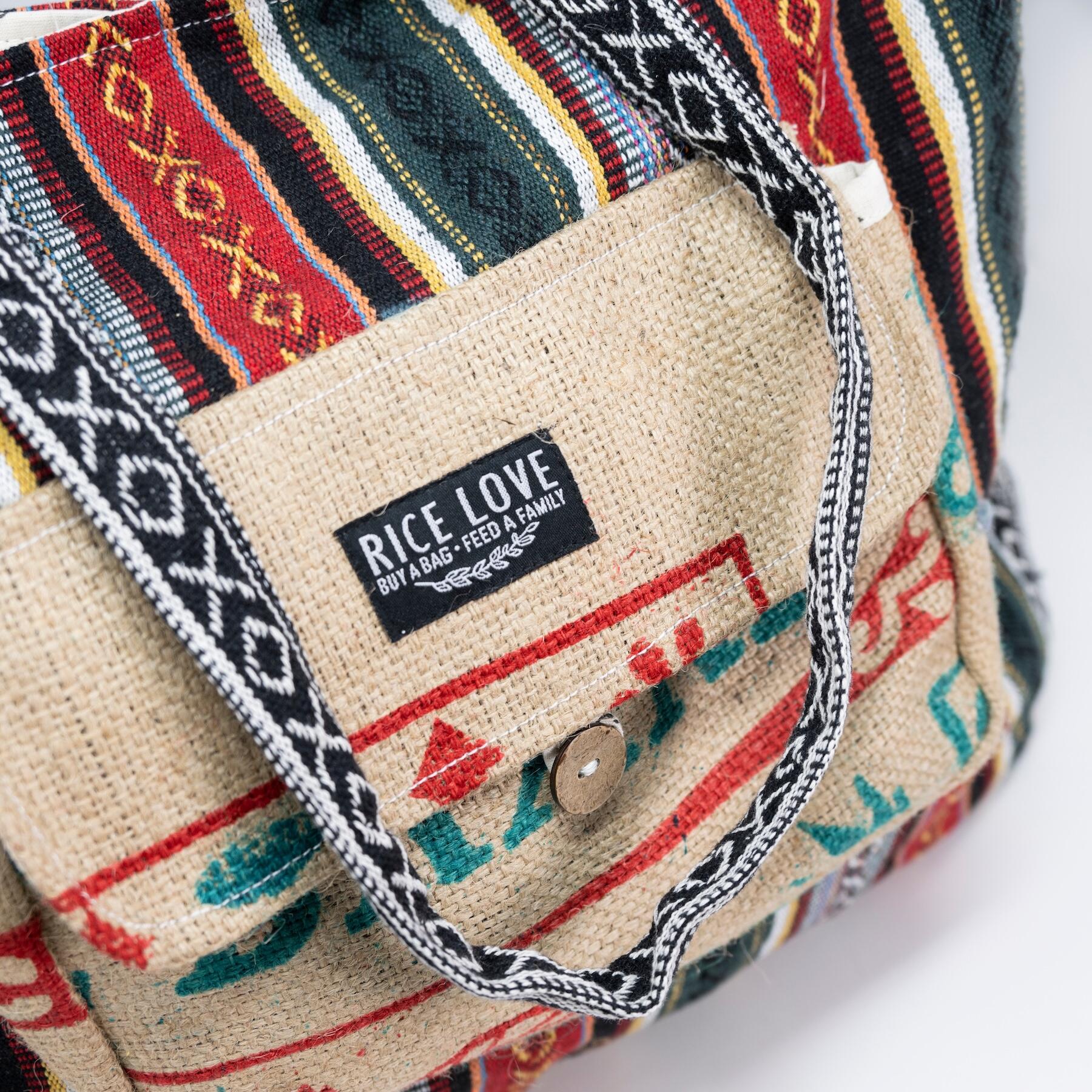 Recycled Travel Tote Delhi shown from a different angle highlighting unique pattern variation