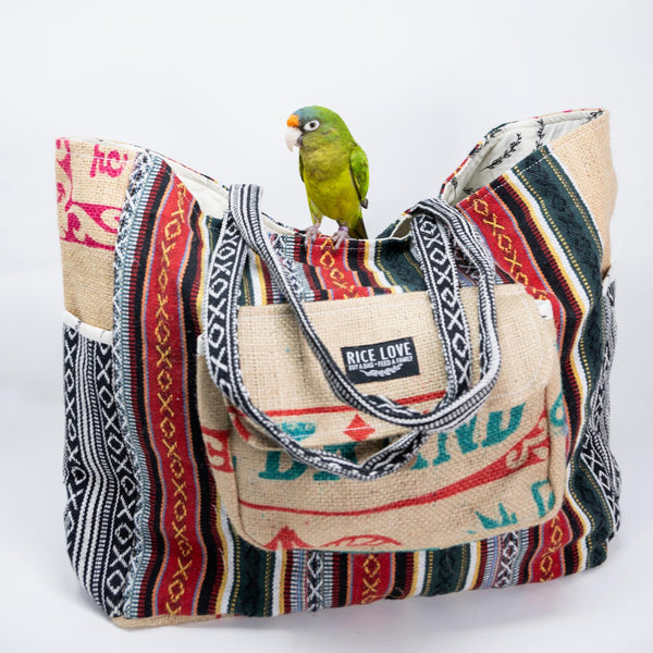 Recycled Travel Tote Delhi - Upcycled Rice Bag Tote
