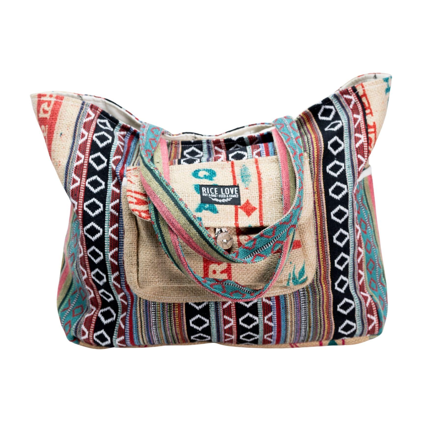 Recycled Travel Tote Mumbai made from upcycled burlap rice bags