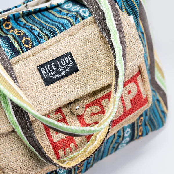 Recycled Travel Tote Goa - One-of-a-Kind Burlap Bag