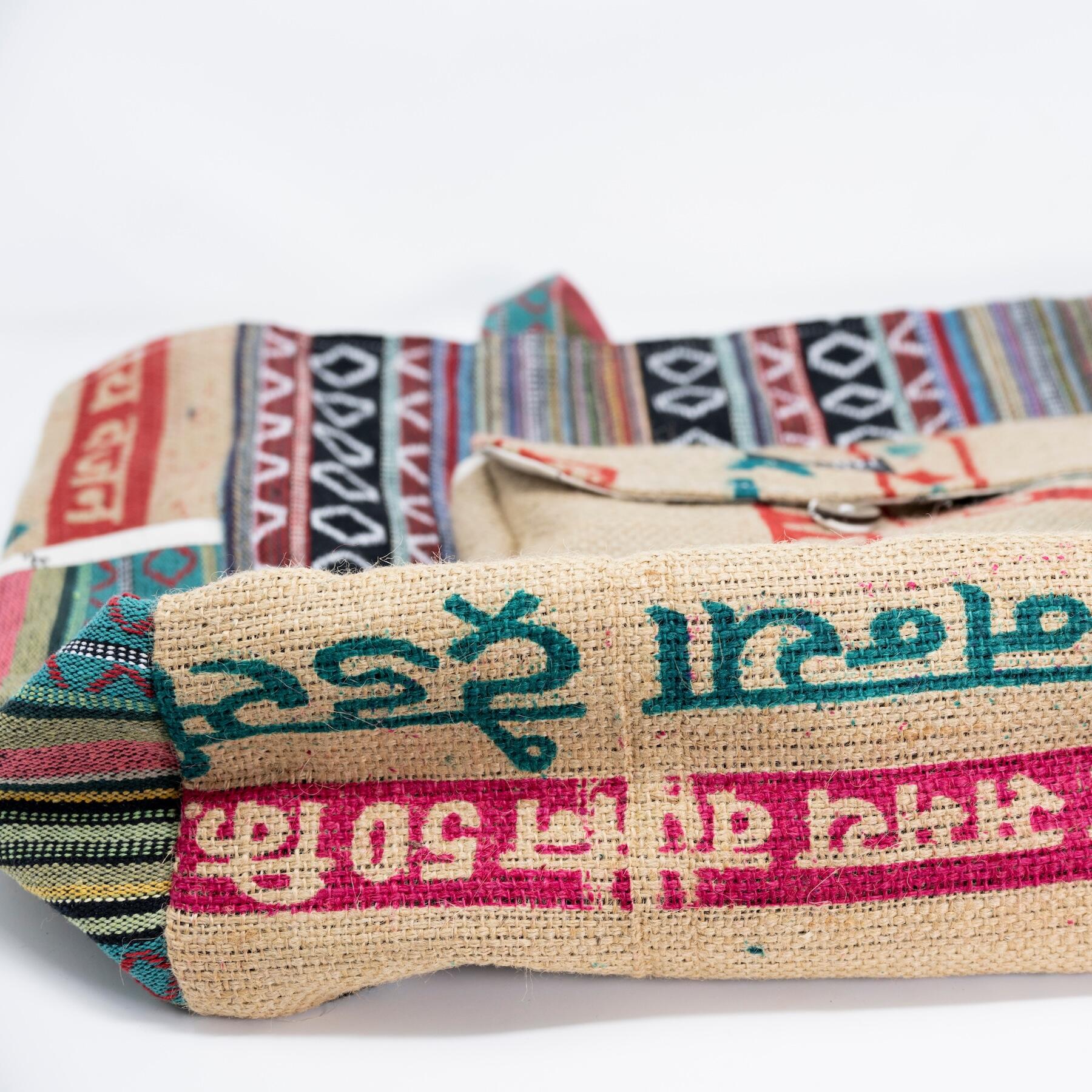 Recycled Travel Tote Mumbai - Upcycled Burlap Rice Bag