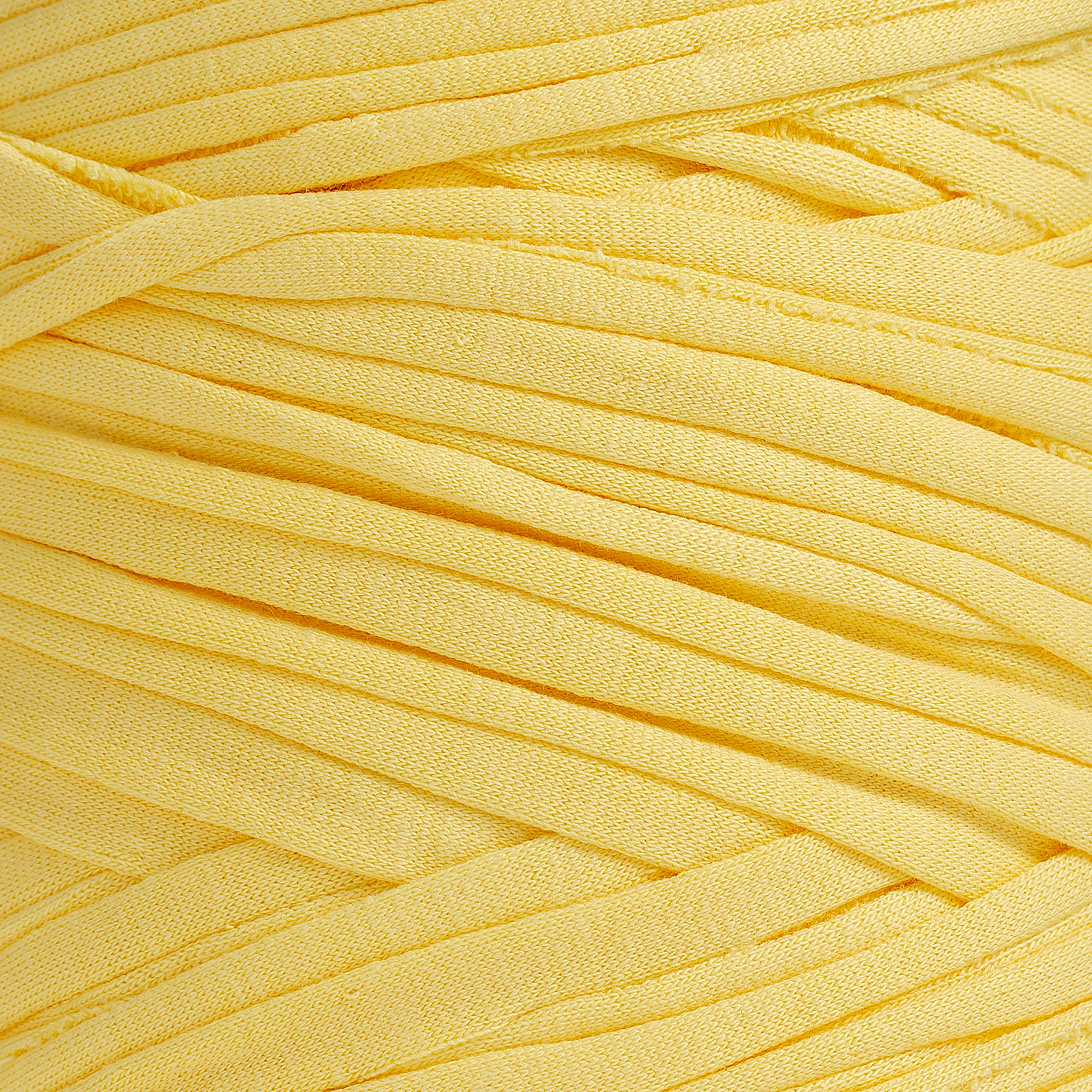 Close-up detail of Sunflower recycled cotton T-shirt fabric yarn showing texture and colour