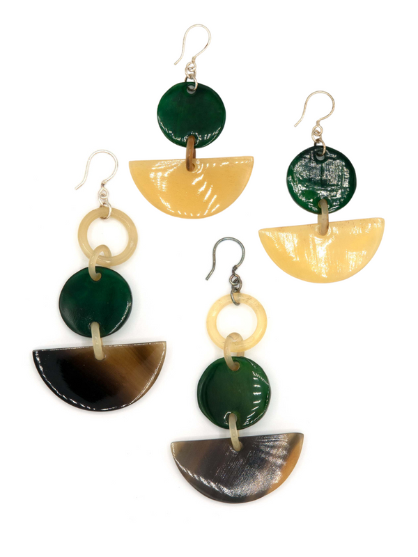 Sailing Sea Horn Earrings made from upcycled horn, handcrafted in Vietnam by Fair Anita
