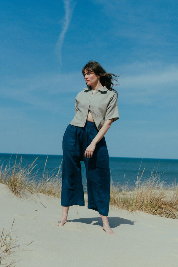 Sustainable Linen Weekend Pants - Comfortable Wide Leg, Gender Neutral, Made in USA