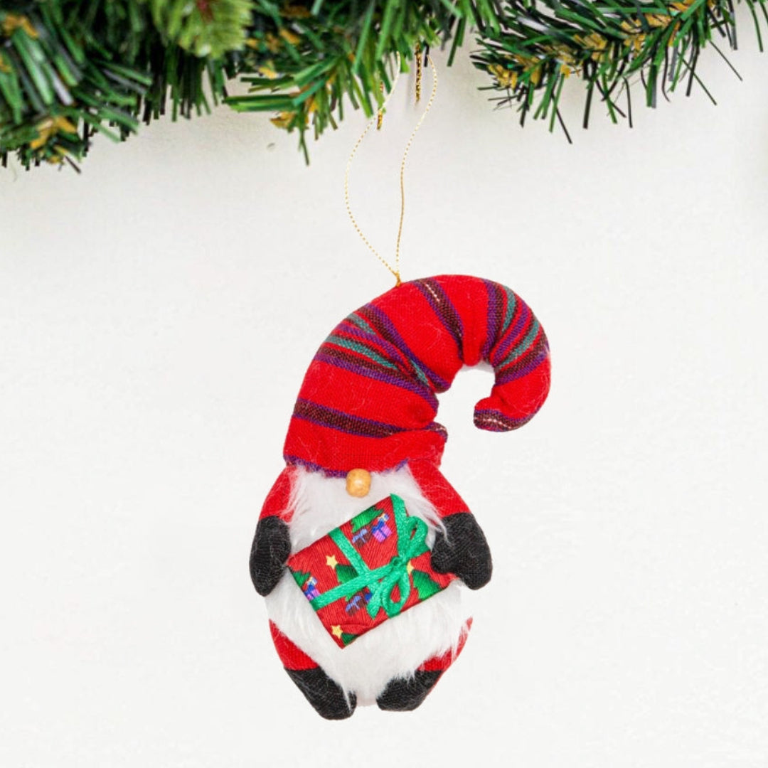 Santa Gnome Christmas Ornament – Handmade Fair Trade Guatemalan Cotton
