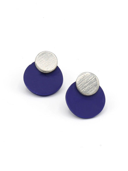 Fair Anita Saturn Studs – blue and silver planet-inspired stud earrings, ethically made by women artisans in India