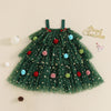 Christmas Layered Tulle Dress for girls with festive holiday design