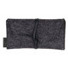 Vegan leather eyeglass case open showing interior vegan felt lining in charcoal