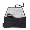 Handmade folded eyeglass case in gray floral and charcoal pattern, closed