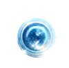 Small container of blue glitter on a white background