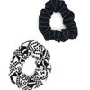 Woven scrunchie set with navy stripe and black and white geometric patterns by Fair Anita