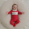 Polka Dot Christmas Tree Romper laid flat showing full design