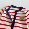 Baby in the Knitted Striped Bear Jumpsuit, back view