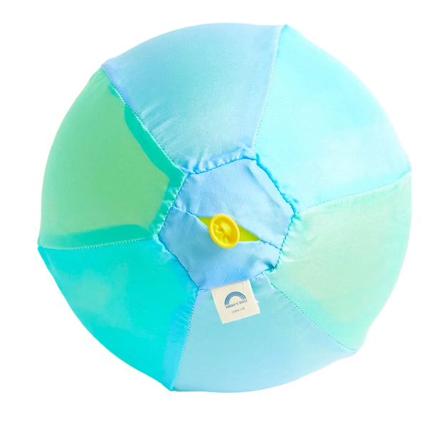 Close-up of the Sarah's Silks Sea Balloon Ball silk cover showing vibrant sea-toned fabric detail