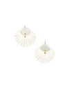 White seashell clay stud earrings by Fair Anita, handcrafted from recycled metal