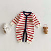 Knitted Striped Bear Jumpsuit in organic cotton for babies