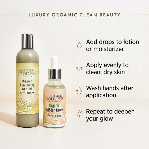 Self Tan Drops bottle for customizable facial tanning intensity