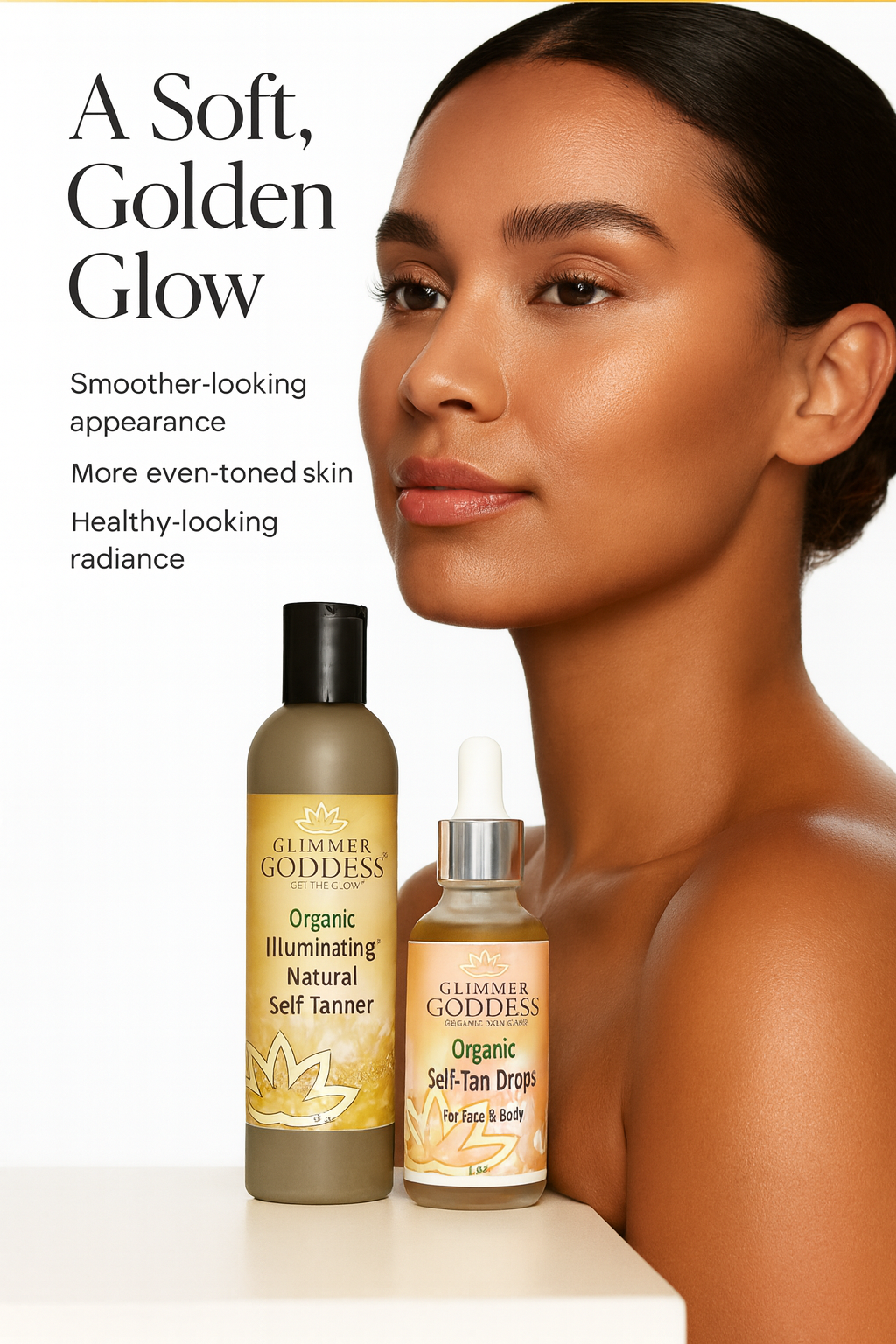 Organic Self Tanner and Self Tan Drops bundle packaging displayed together