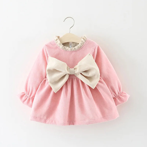 Large Bow Cozy Dress in organic cotton for kids