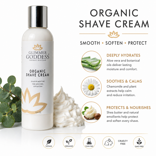 Organic Shave Cream with Aloe, Coconut Oil & Shea Butter – Glimmer Goddess