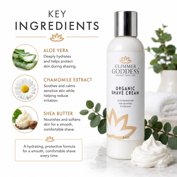 Organic Shave Cream with Aloe, Coconut Oil & Shea Butter – Glimmer Goddess