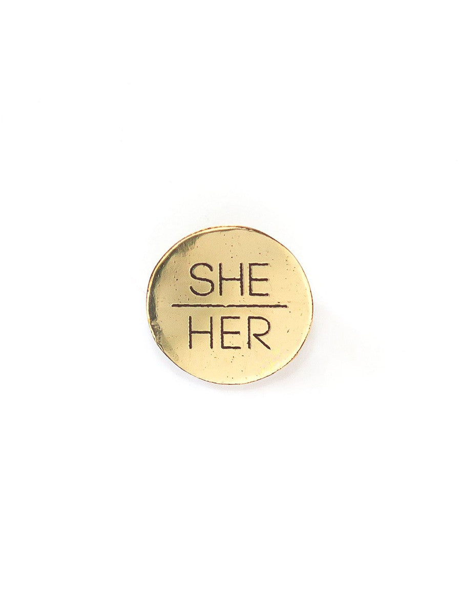 Recycled Brass Pronoun Pins | Ethically Made | Fair Anita