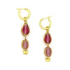 Sherbet Glass Bead Drop Earrings with mauve recycled glass beads and gold-plated recycled brass hoop by Fair Anita