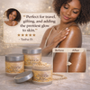 Three TSA-friendly shimmer body butter jars from Glimmer Goddess arranged together, handcrafted in Texas