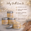 Glimmer Goddess Organic Shimmer Body Butter Trio displayed as a gift set with warm glow shimmer shades