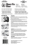 Shoe-Fix Glue blister packaging with UPC — sole repair adhesive for all footwear