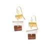 Shuffle Mixed Metal Earrings by Fair Anita — brushed brass, silver, and copper triple rectangle drop earrings