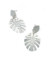 Monstera Leaf Stud Earrings | Handcrafted Recycled Metal