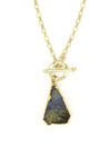 Labradorite Triangle Necklace – Raw Cut Brass Chain by Fair Anita