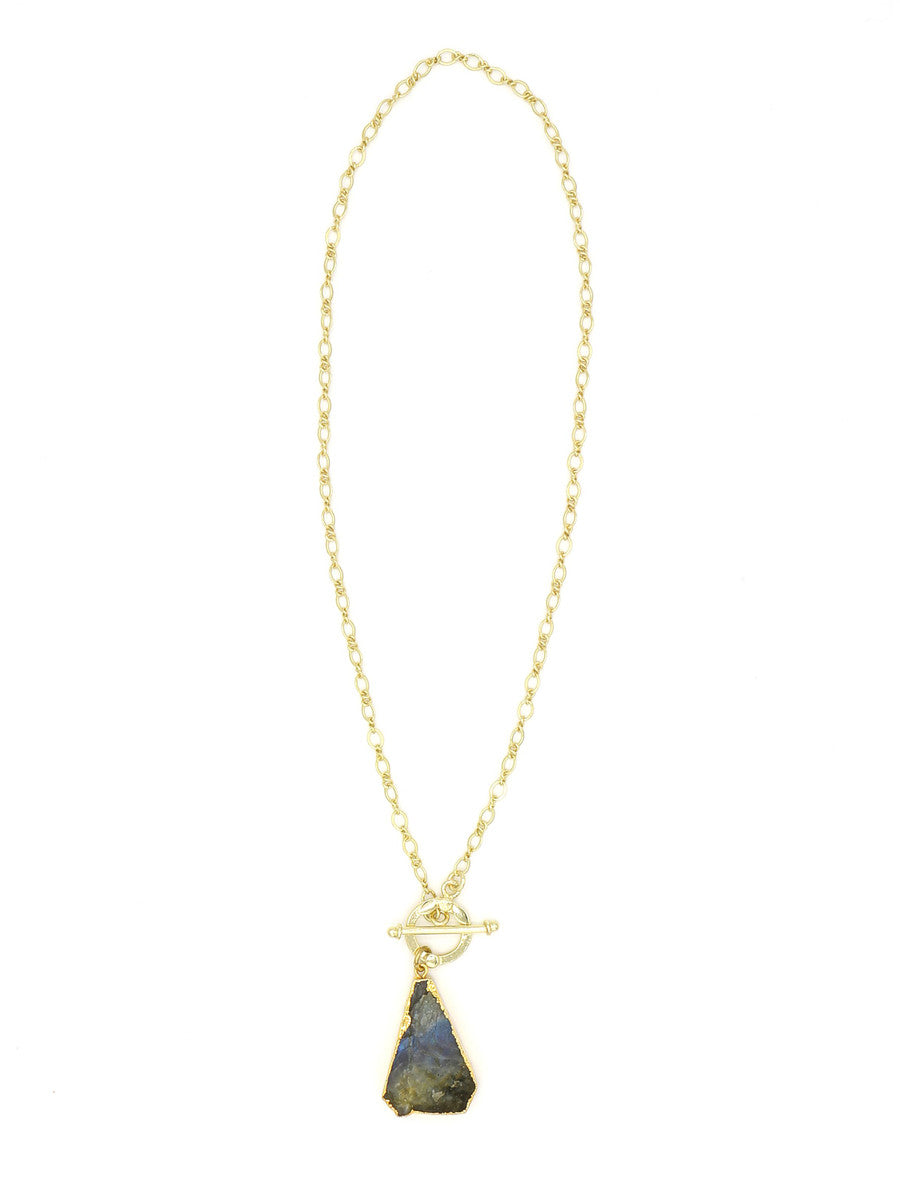 Raw labradorite triangle necklace by Fair Anita, handcrafted fair trade jewellery from India